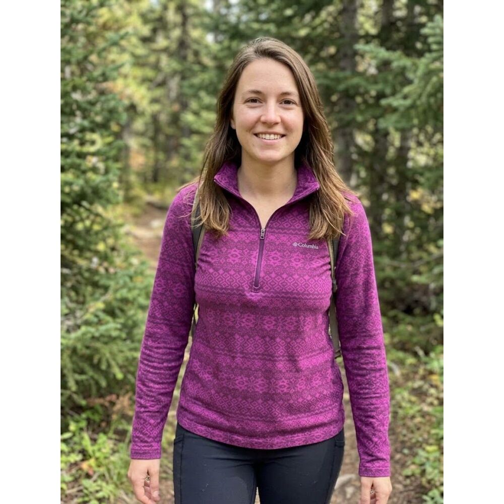 Columbia Magenta Geometric Half-Zip Pullover Mock Neck Size Medium